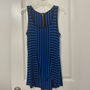 Striped  Sleeveless cable and gauge blouse